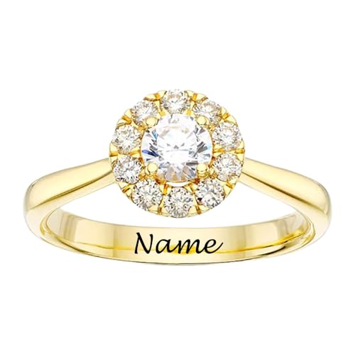 Bague halo en or résistant de la taille I à Z sans risque d'erreur