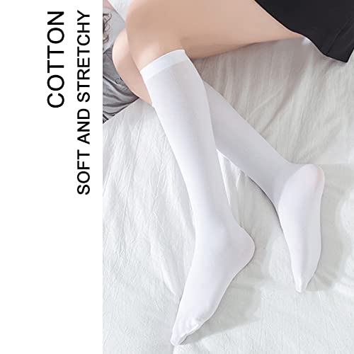 Image of DRESHOW 3 Pairs Cotton Knee High Socks for Women Solid Knit Knee Long Stocking Leg Warmer All Season Gift