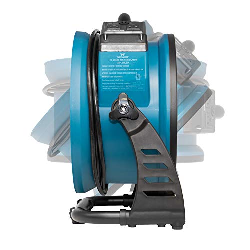 XPOWER FC-250AD Heavy Duty Whole Room Air Circulator Blower Fan with Built-in Power Outlets - Blue