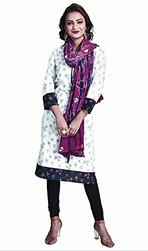 Image of Women's Pure Cotton Multi-Colored Traditional Authentic Tie Dye with Bandhej Bandhani Dupatta Chunni