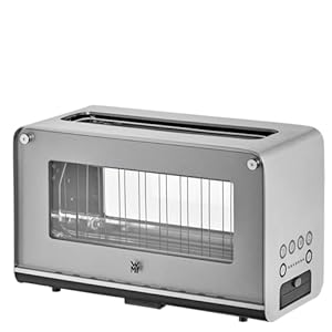 WMF Lono Toaster Glas mit Brötchenaufsatz, für 2 Scheiben, XXL-Toast, Aufwärm-Funktion, 7 Bräunungsstufen, edelstahl matt
