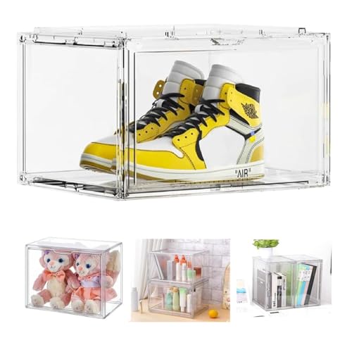 Image of Portable Plastic Shoe Rack Organizer with Door, Shoe Storage Cabinet Adjustable Shoe Storage Organizer Stackable Shelf (Transparent, 1 pcs)