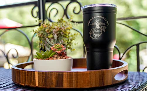 Military Gift Shop 30 Oz Usmc Black Double Wall Vacuum Insulated Stainless Steel Tumbler Travel Mug - Usmc Vet Owned Business #TOP4