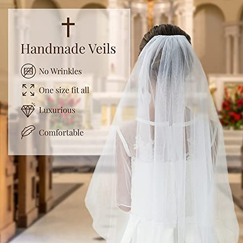 First Communion Veils for Girls 15.7" Baby Toddler Baptism Holy Communion White Kids Veils Wedding Flower Girl Veil with Comb4