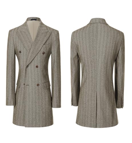 Men Trench Coat Peacoat Jackets Male Grey Coats Casual Winter Herringbone Long Jacket for Men Warm Wool Overcoat2