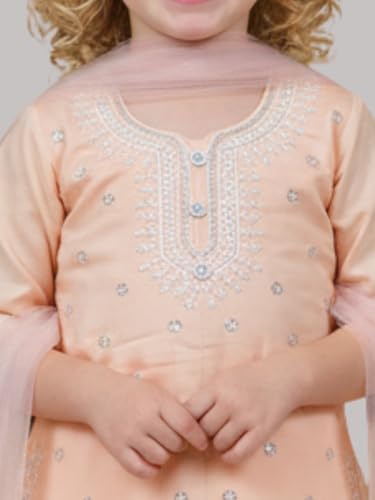 Image of A.T.U.N. (ALL THINGS UBER NICE) Girls Elegant Thread Embroidered Salwar Suit Set with Dupatta | Premium 3 Piece Traditional Ethnic Outfit for Festive Functions & Celebrations