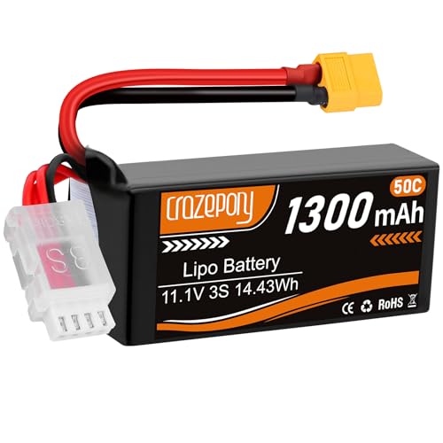 Crazepony 3S 1300mAh 50C Lipo Battery with XT60 for RC Drone