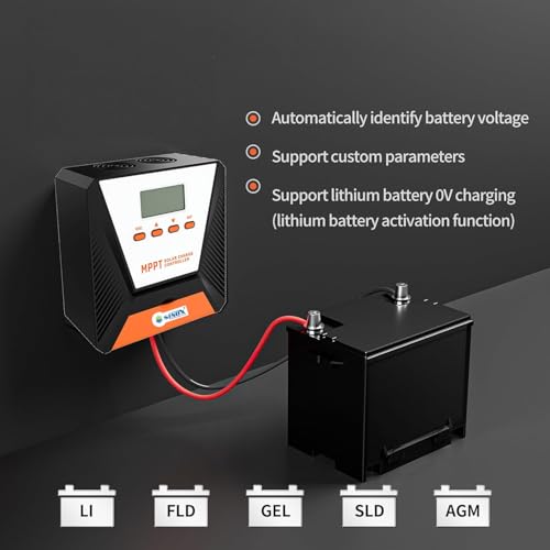Image of MPPT Solar Charge Controller 12V /24V Intelligent Solar Panel Regulator with LCD Display, Dual USB Port, Auto Voltage Detection, Timer Setting, Compatible with LiFePO4 /GEL /AGM /SLD Batteries (MPPT 10A)