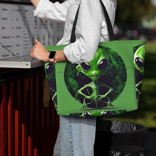 Sac fourre-tout de plage grand format noir imperméable imprimé extraterrestre - 7