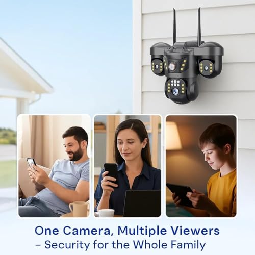 Image of Maizic Smarthome Trion X 5MP*3 4G SIM CCTV Camera for Home Outdoor | Triple Lens Camera Without WiFi | Color Night Vision, Pan Tilt, Motion Alerts | Outdoor Security Camera