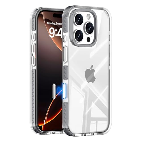 Velanera iPhone 16 Pro Max �p �P�[�X �N���A �w�ʓ��� ���΂݂ɂ��� �ω��� �����h�~ �ϏՌ� U�^�o���p�[���� �J�����R���g���[�� �J���������Y�ی� �X�N���[���ی� PC+TPU ���킢�� �X�}�z�P�[�X�i�O���[�j