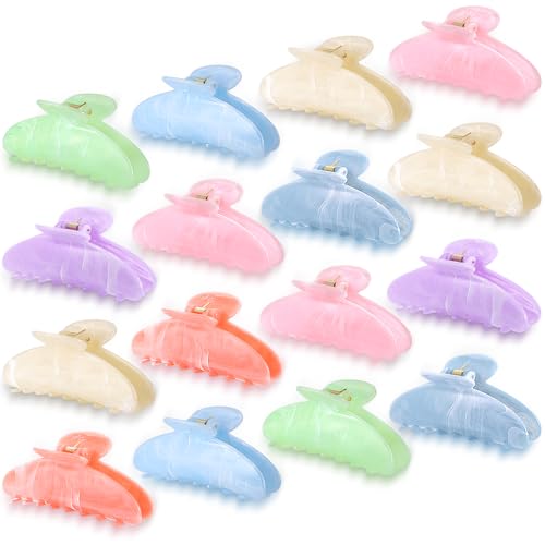 16 Pcs Acrylic Hair Claw Clips Cute Large Non-Slip Acetate Claw Clips Bulk for Thick Thin Hair Pastel Color French Barrettes Accessories for Women Girls Home Out Headpiece