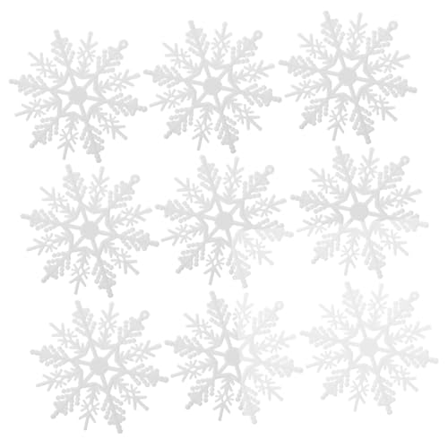 CIYODO 12 Petal Plastic Snowflake Decorations White Snow Flakes Ornaments Snowflake Decorations for Tree Indoor Winter Dec