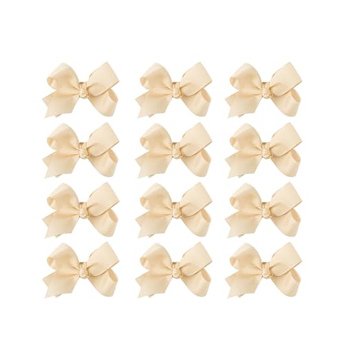 Image of Small Solid Bow for Girls - Set of 12 (Ivory)
