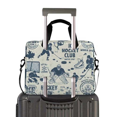 Bolso maletín para laptop con diseño hockey vintage 13-15.6 pulg miniatura 4
