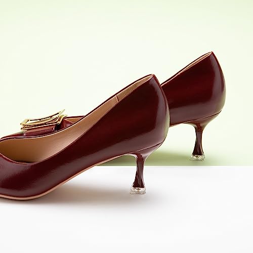 C.Paravano Women's Pumps | Pointed Toe Kitten Heel | Wedding Shoes with Metal Buckle | Soft Leather Pumps for Office Attire, Cocktail Parties,Date Nights3