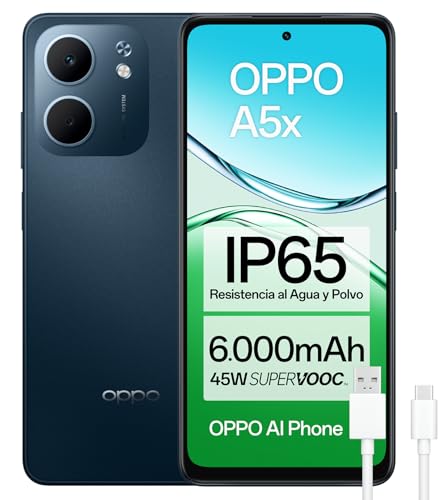 OPPO A5x - Smartphone Libre con IA, 4GB RAM + 128GB,...