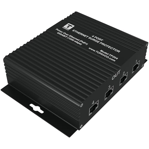 Image of 4 Port Gigabit Ethernet Surge Protector - Compatible with PoE++ - Tupavco TP204