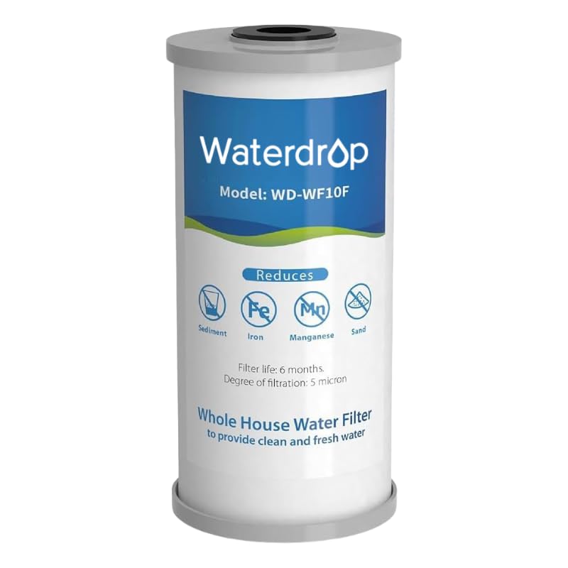 Waterdrop Whole House Water Filter, Iron Filter, Sediment Filter for Well Water, Reduce Manganese, Replacement for Ispring, GE®, Waterdrop, Any 10' x 4.5' Whole House Water Filters System, 5 Micron