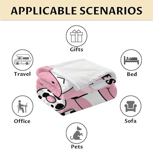 Mercuryelf Cow Throw Blanket - Soft, Fuzzy & Warm - 50x60 Inches Flannel Blankets for Living Room, Sofa - Pink Cute Throws Gift for Teens