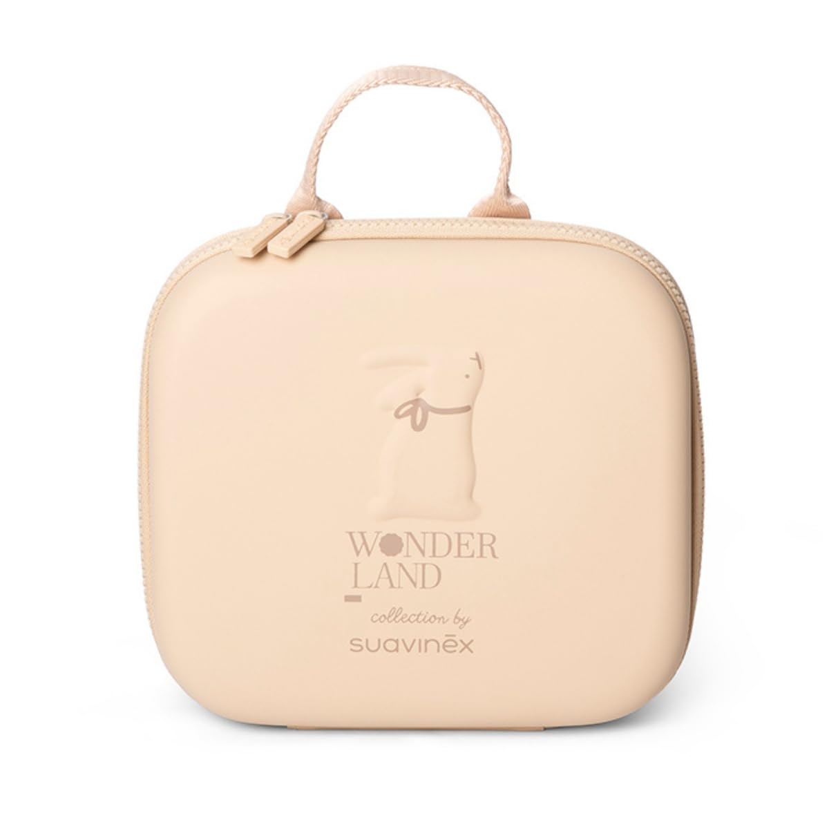 Suavinex, Kit Higiene Bebé con Neceser, Set Cuidado Recién Nacido, Beige | Con: Cortauñas + Lima Vidrio + Tijeritas + Cepillo + Peine + Dedal Encías + Aplicador Crema. Semi-rígido, Cremallera y Asa