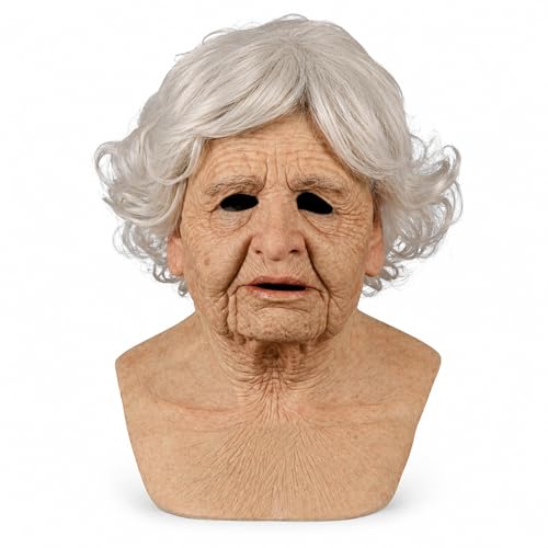 Realistic Old Man Mask for Adults Elderly Grandpa Full Head Halloween Costume Mask for Cosplay and Costume Party (D)