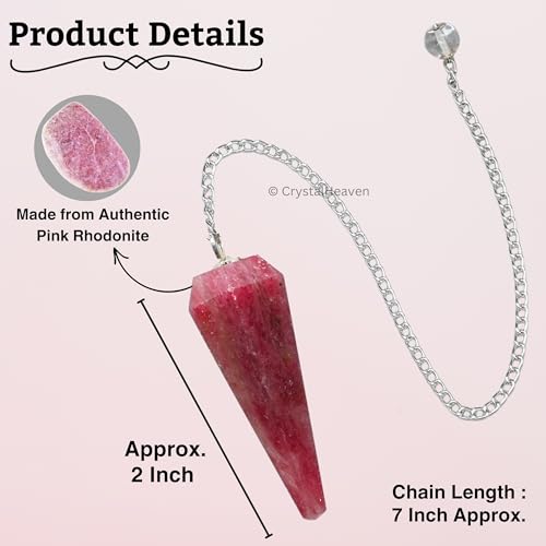 Image of Rhodonite Pendulum Dowsing Tool - Natural Crystal Pendulum for Spiritual Guidance - Premium Dowser Pendulum for Accurate Divination and Energy Healing - Perfect for Energy Healing and Chakra Balancing - Handcrafted with Precision and Elegance