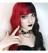 Andromeda Half black red Wig with Bangs, Long Wigs for Women, Soft Long Half black red Wig, Heat ...