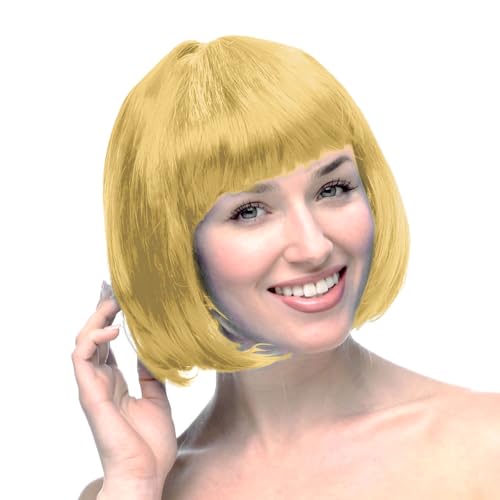 Bob Wigs, 11.8 Inch Heat-Resistant Resilient Fiber Hair Versatile Adjustable Intranet Short Wigs,Glueless Easy to Wear Easy to Maintain Wig Cap for Woman Bachelorette Party Halloween Rave - image 2