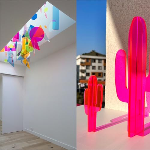 Image of Colored Acrylic Sheets 8x12 (Pack of 6), 0.11 inch Thickness - Multi-Color Acrylic Sheets | Transparent Acrylic Colored Sheets for Arts & Crafts, DIY Projects, CO2 Laser Cutting & Engraving - Easy to Cut