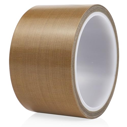 Image of BOMEI PACK PTFE Glass Cloth Tape, 2.2 inchx 33 ft High Temperature PTFE Tape Abrasion Resistant Surface Protection for Vacuum Sealer Machine, Hand Impulse Sealers Insulation Coated