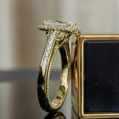 Gold Plated Rectangular Cubic Zirconia Luxurious Engagement Rings Wedding Bridal Band Promise Rings Evening Parties Anniversary Valentine's Day Gifts Eternity Bands for Women3