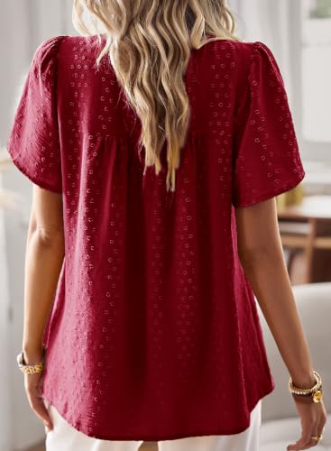 Image of Falechay Womens Summer Tops Flowy Boho Shirts Dressy Casual Short Sleeve
