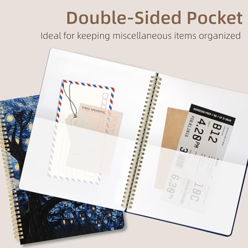 Image of Cute Spiral Notebook 8.5 x 11 lined Journal A4 with Pocket, Galaxy