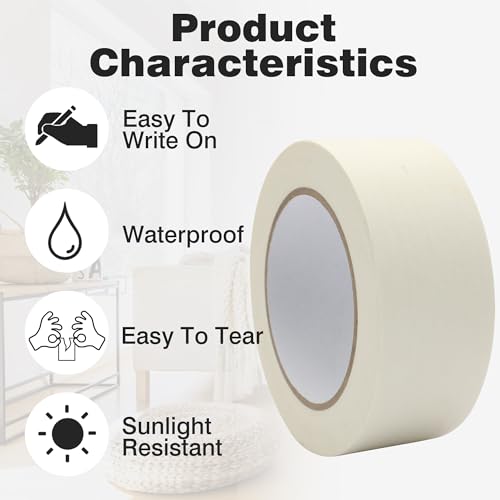 Image of Masking Tape 2 inch Wide, Beige White Painters Tape General Purpose Tape for Crafts Painting Labeling Decoration School Projects Home Office, 2 inchX55 Yards