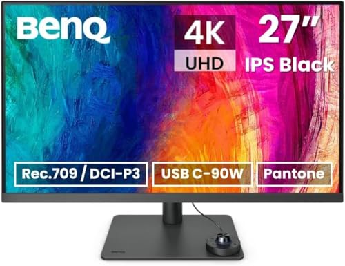 BenQ PD2706U 27 Zoll 4K-Monitor, 90W USB-C, UHD, P3, DisplayHDR 400, IPS, werkseitig kalibriert, Darkroom-Modus, Animationsmodus, CAD/CAM-Modus, KVM