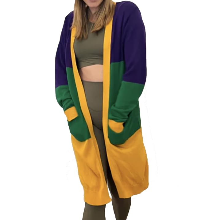 Purple, Green, Gold Adult Unisex Rugby Cardigan Sweater