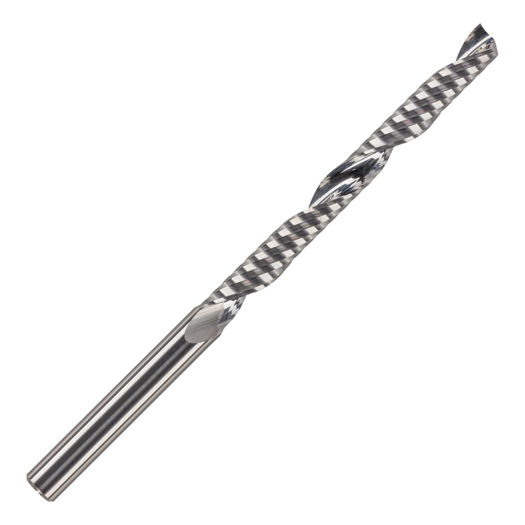 Rennie Tools - 6mm Cutting Diameter x 62mm Flute x 6mm Shank Single Flute (O Flute) Solid Carbide Up Cut Spiral Router Cutter Bit For ACM Aluminum Acrylic PVC MDF Plastic Endmill/End Mill — image 1