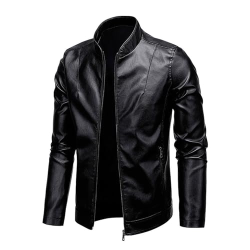 Men's Casual Jackets Stylish Leather Jacket Fashionable Motorcycle Design Trendy Stand-Up Collar for Stylish Men