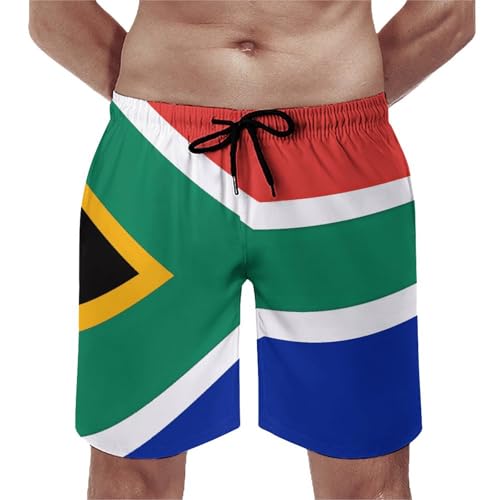 RTFGHJS Mens Swim Trunks South Africa Flag Swim Shorts Quick Dry Beach Shorts with Mesh Liner and Pocket M White
