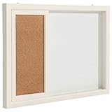 2-in-1 Wood Framed Wall Mounted Message Center w/Erasable Magnetic Whiteboard & Sliding Cork Board