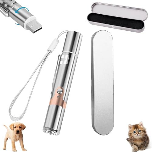 Tosiicop Interaktives Katzenspielzeug led Pointer für Katzen & Hunde 7 In 1 USB wiederaufladbar Katzenfangspielzeug mit 5 Mustern & Purple Light...