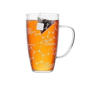 Greenline Goods Glass Chemistry Glass Tea Cups – 18 oz Tumbler Science of Tea Beaker Mug (Set of 1) – Etched with Tea Chemistry Molecules – Perfect for Caffeine Lovers, Teachers, Engineers And More