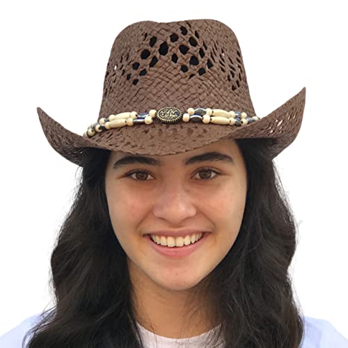 Image of SILVERFEVER Straw Cowboy Hat Cowgirl Hats Men Women Sun Hat Sombreros Vagueros Classic Western Accents Sombreros