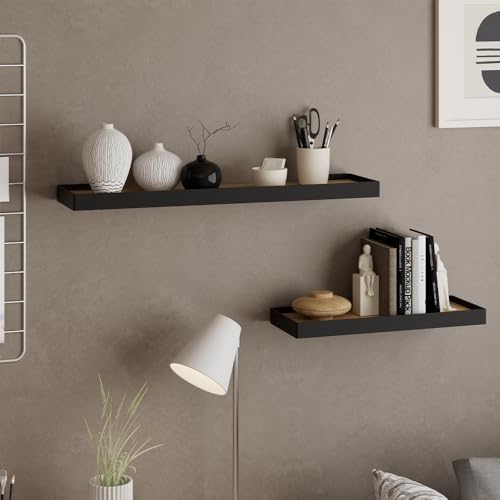 Miniatura 2 de Vicco Estantería De Pared Erni, Negro Roble, 60 X 3 Cm Lote De 2
