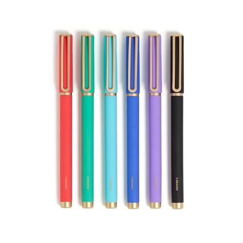 U Brands Catalina Felt Tip Pens, Set of 6 Assorted Color Ink Pens, Soft Touch Bright Tones, Medium (0.7 mm) Point