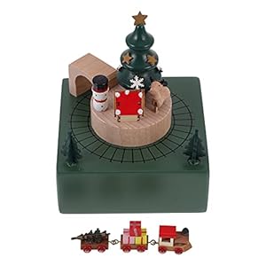 VOSAREA 1Pc Christmas Music Box Wooden Music Box Christmas Tree Xmas Wooden Music Box Train for Birthday Wedding Christmas
