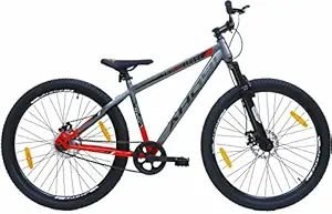 AHOY! Ralph Mountain Cycle Non Gear Cycle 27.5T | Mountain Bike for (12+ Yrs) (5.6+ Ft) | Carbon Steel Frame Mountain Bicycle for Men and Women (Grey and Red Color)