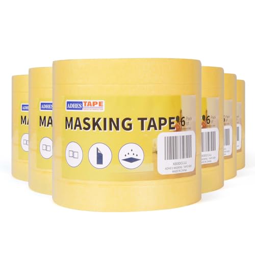 Image of ADHES Yellow Painters Tape Yellow Masking Tape, 0.7 inch x 55 Yards x 36 Rolls