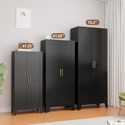 PAOFIN Metal Kitchen Pantry Storage Cabinet with 2 Doors and 3 Adjustable Shelves,Pantry Cabinet with Adjustable Leveling Foot for Kitchen, Living Room, Dining Room(Black) - Image 6